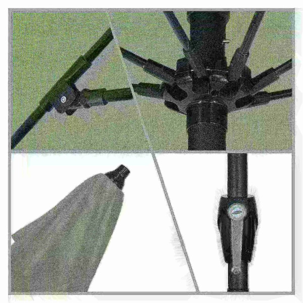 9' Bronze Aluminum Market Patio Umbrella, Sunbrella Spectrum Cilantro